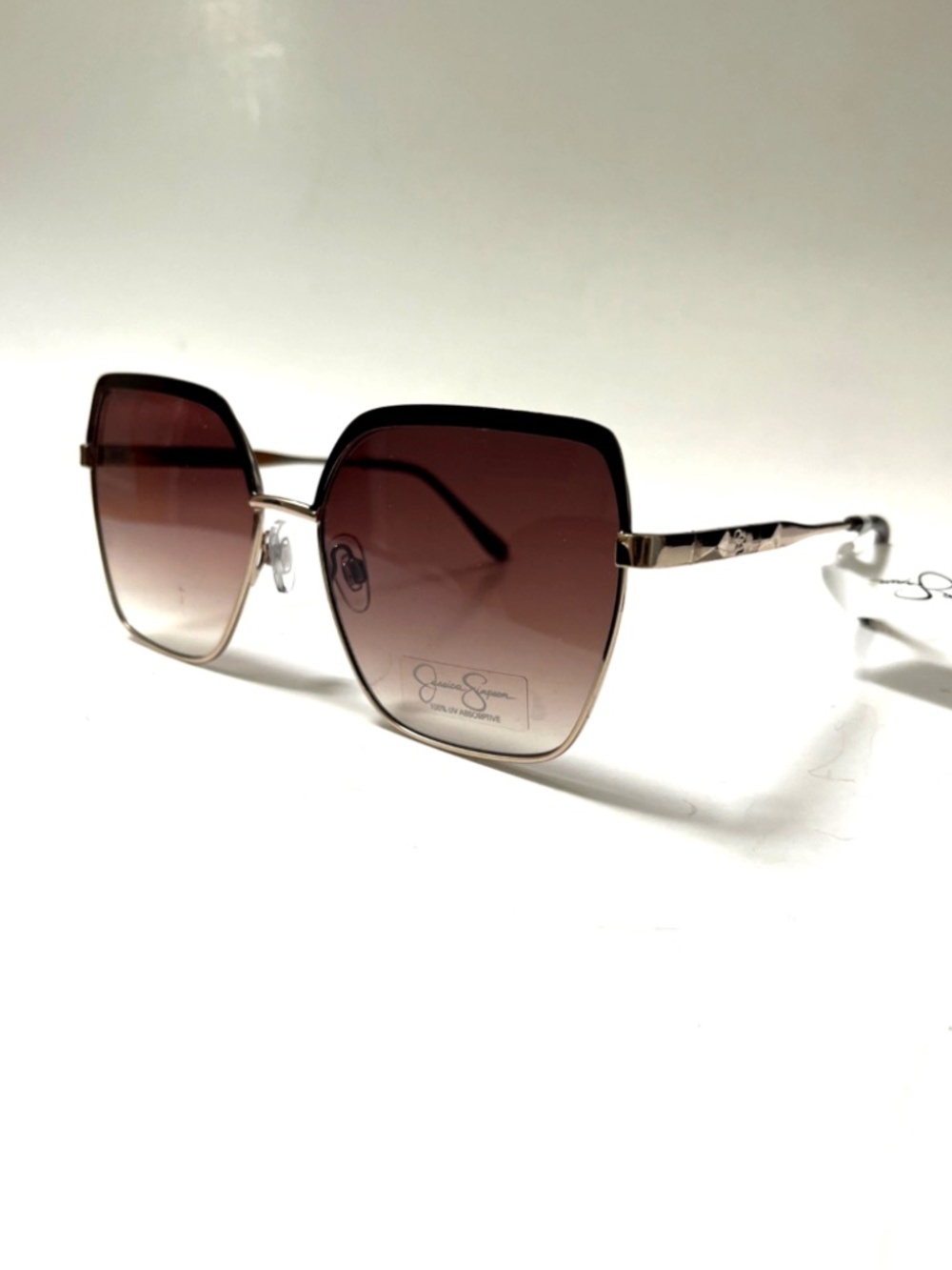 New Jessica Simpson Square Oversized Sunglasses Gold Gradient Brown